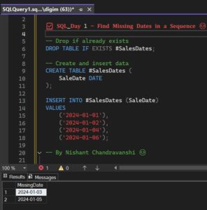 How to Find Missing Dates in a Sequence Using SQL