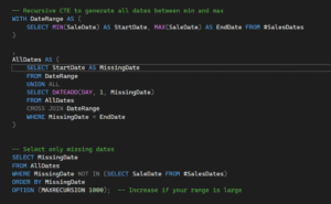 How to Find Missing Dates in a Sequence Using SQL Answer